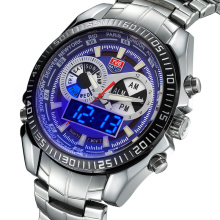 TVG 486 Men Quartz Digital Watch Stainless Steel Band Business Watch LED Week